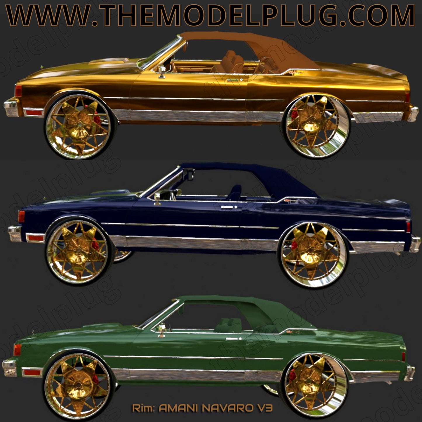 1/25 Scale - AMAN! NAVARO V3 - in 26"-36" Donk, Big Rims, Box Chevy, G-Body