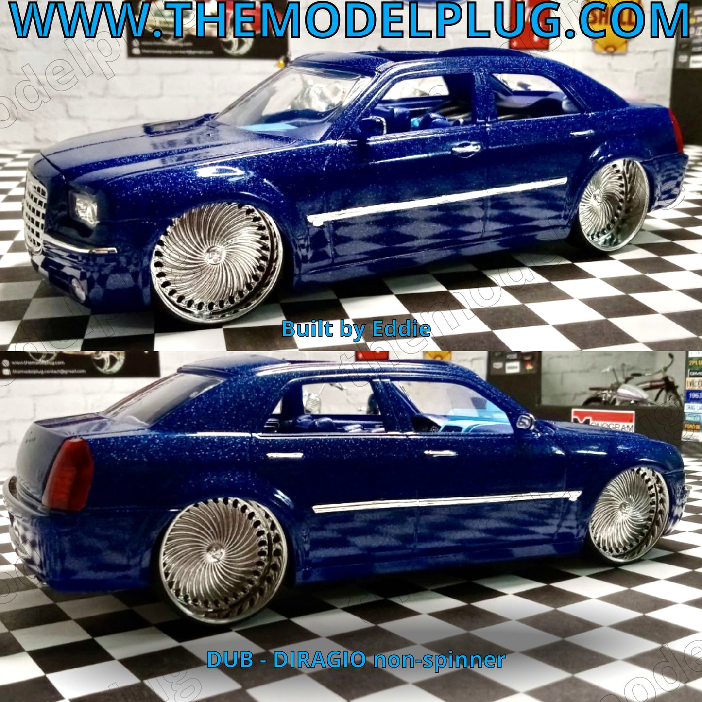 1/25 Scale - DUB DIRAGIO BC (non-spinner) in 26"-30" Donk, Big Rims, Box Chevy, G-Body