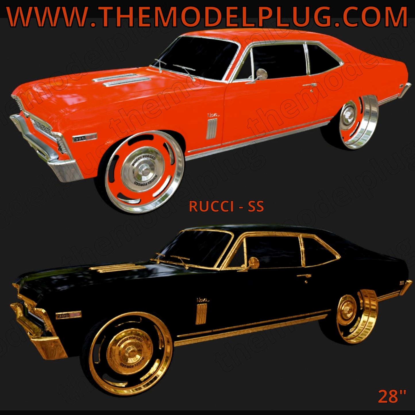 1/25 Scale - RUCC! SS in 22"-30" Donks, G-Body, Caprice, Impala, Big Rims