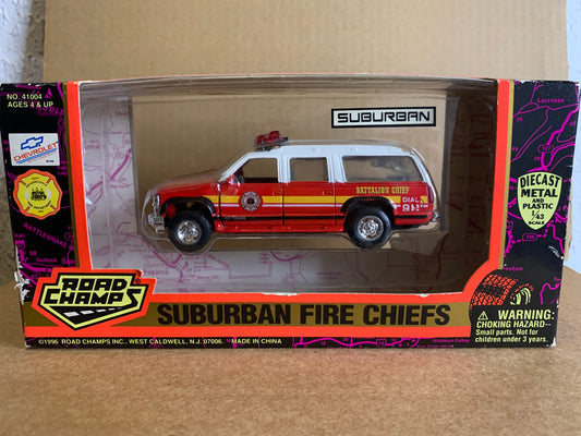 1/43 Road Champs Chevy Suburban Fire Chief NIB Diecast Model