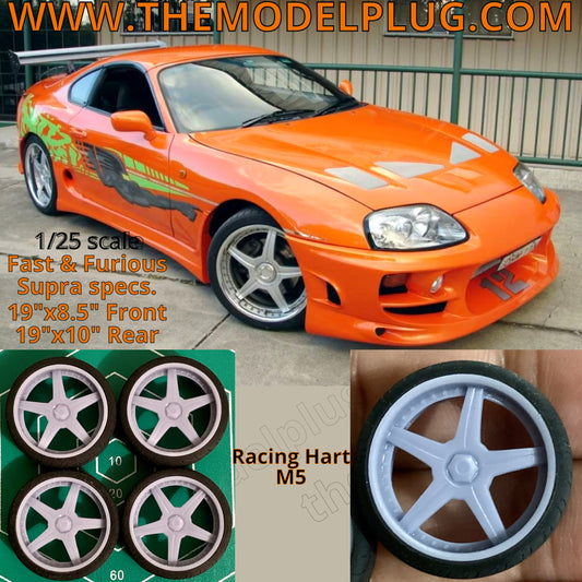 1/25 Scale - Racing Hart M5 Rims from Brian's Supra from F&F1 - 19"x8.5"Front / 19"x10"Rear