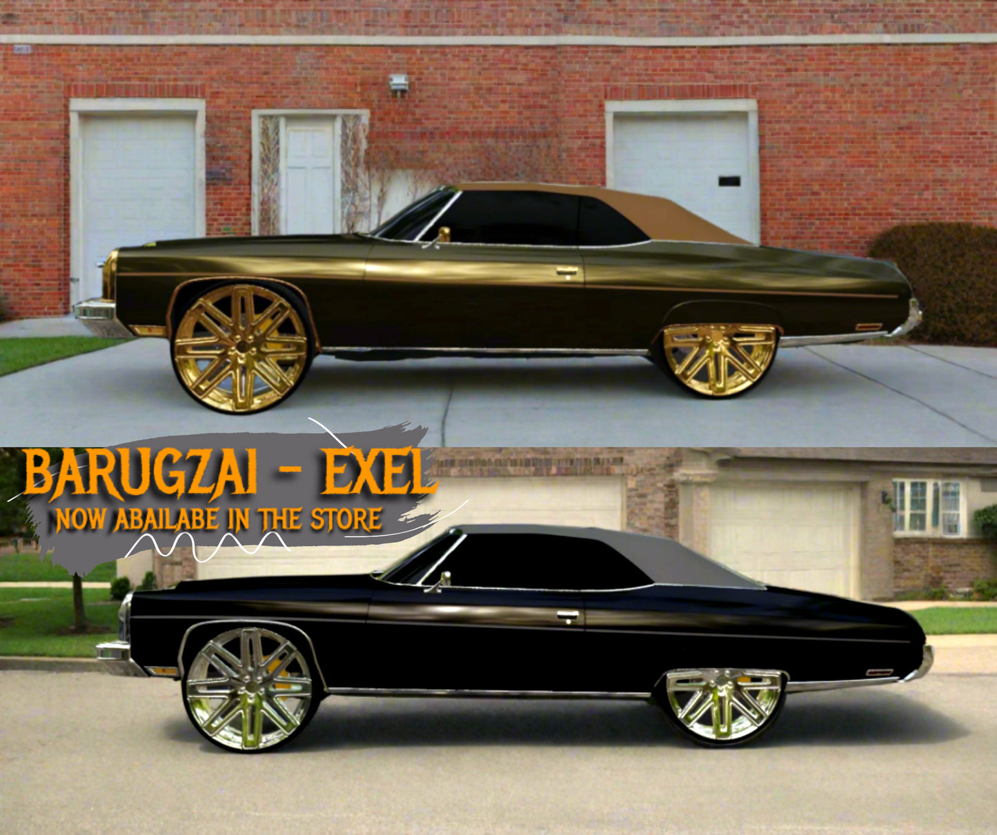 1/25 Scale - BARUGZAI EXEL - in 24"-36" Donk, Big Rims, Box Chevy, G-Body