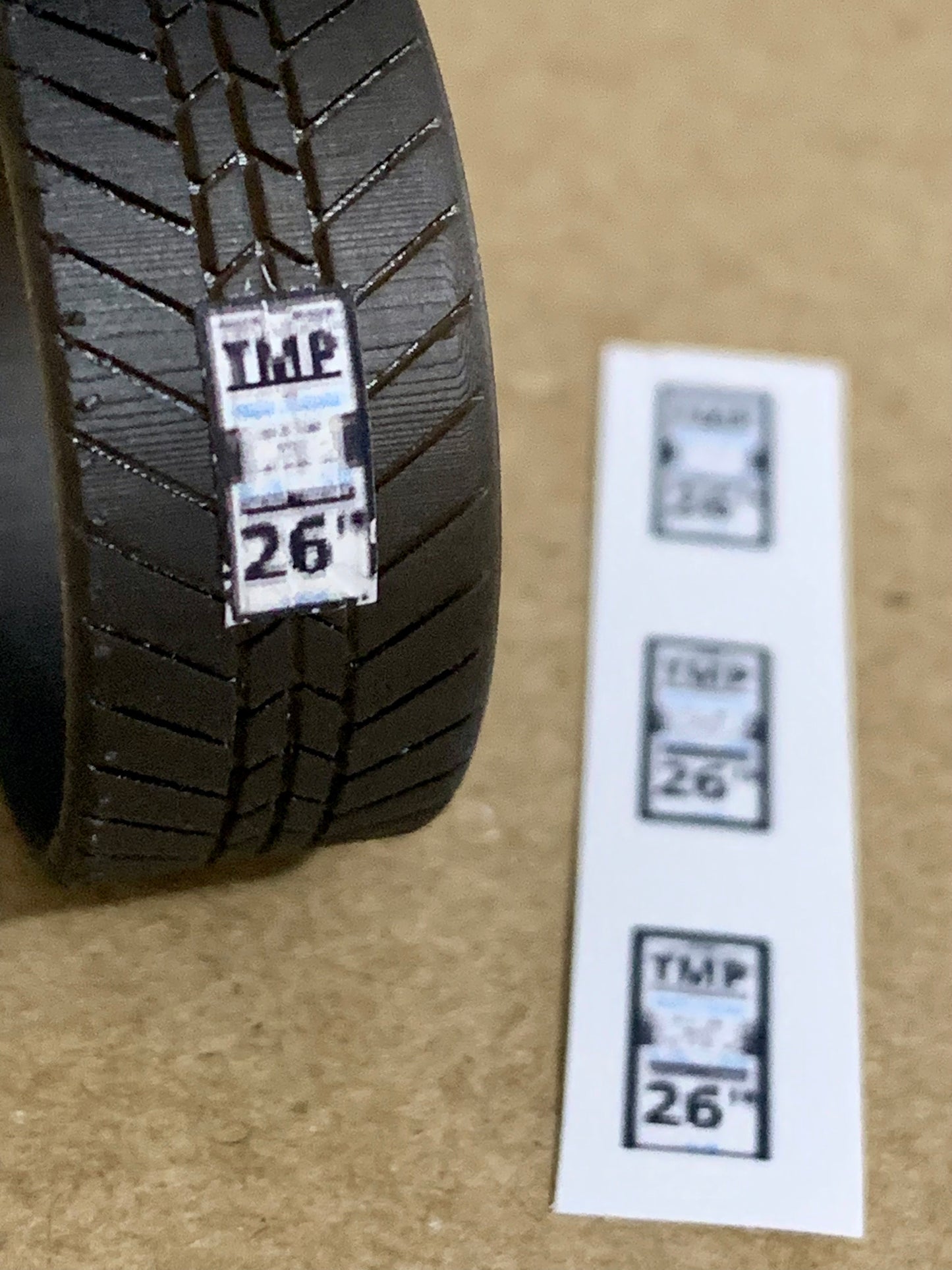 1/25 Scale - TMP Tire Info Sticker's in ((26"))